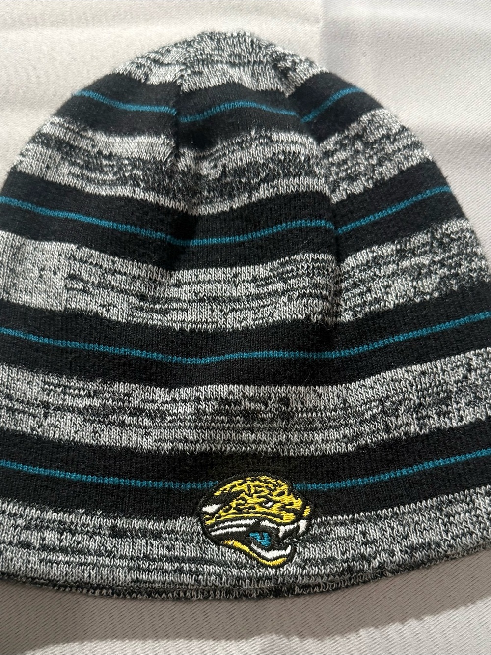 NFL Jacksonville Jaguars Reversible Black Gray Teal Striped Knit Beanie